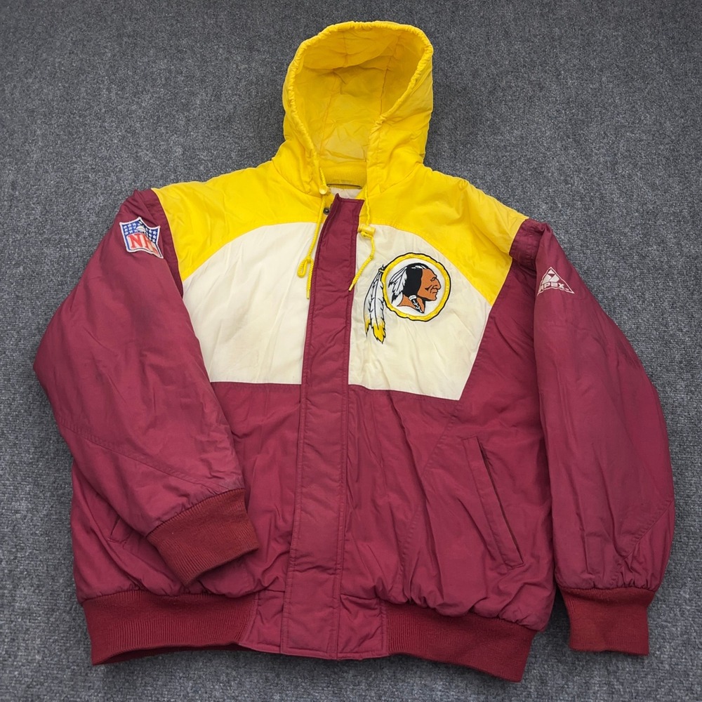 VTG Apex One Pro Line Washington Redskins Jacket Men's Large Hooded Puffer NFL